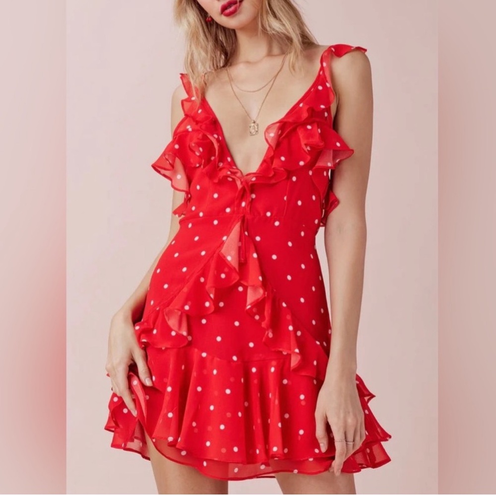 For Love and Lemons Red Polka Dot Mini Dress